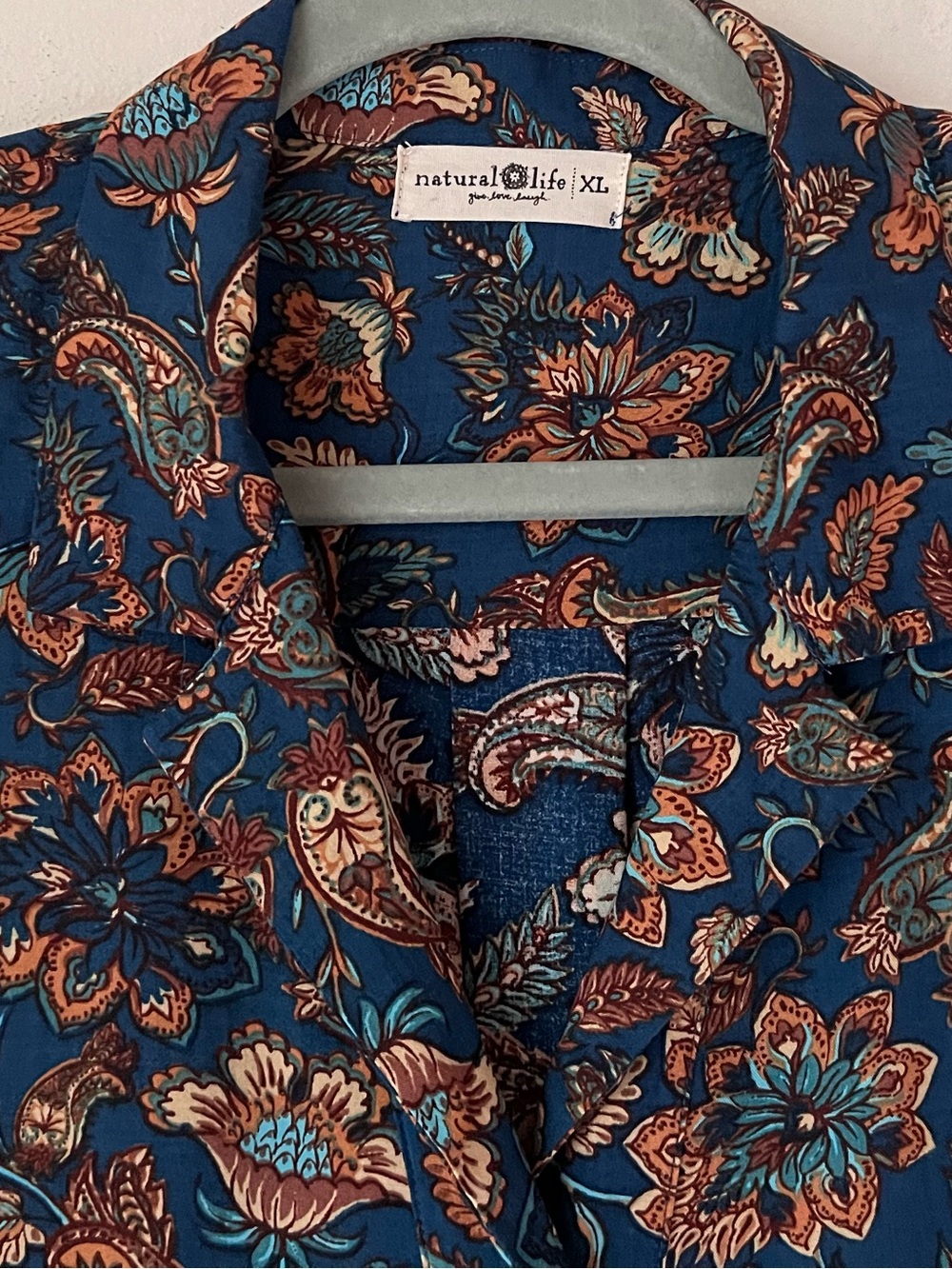 Natural Life Ansley Boho Tunic Shirt Dress Paisley Floral Button Sz XL - Picture 5 of 12